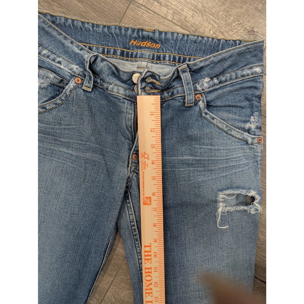 Hudson Beth Baby Bootcut Distressed Jeans Flap Pocket Union Jack LogoLong 31/33 - Picture 9 of 11